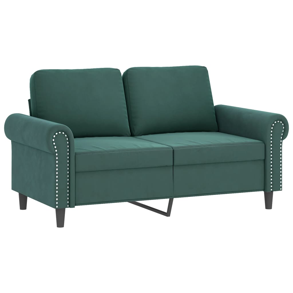 vidaXL Set de canapele cu perne, 2 piese, verde închis, catifea vidaXL Set de canapele cu perne, 2 piese, verde închis, catifea