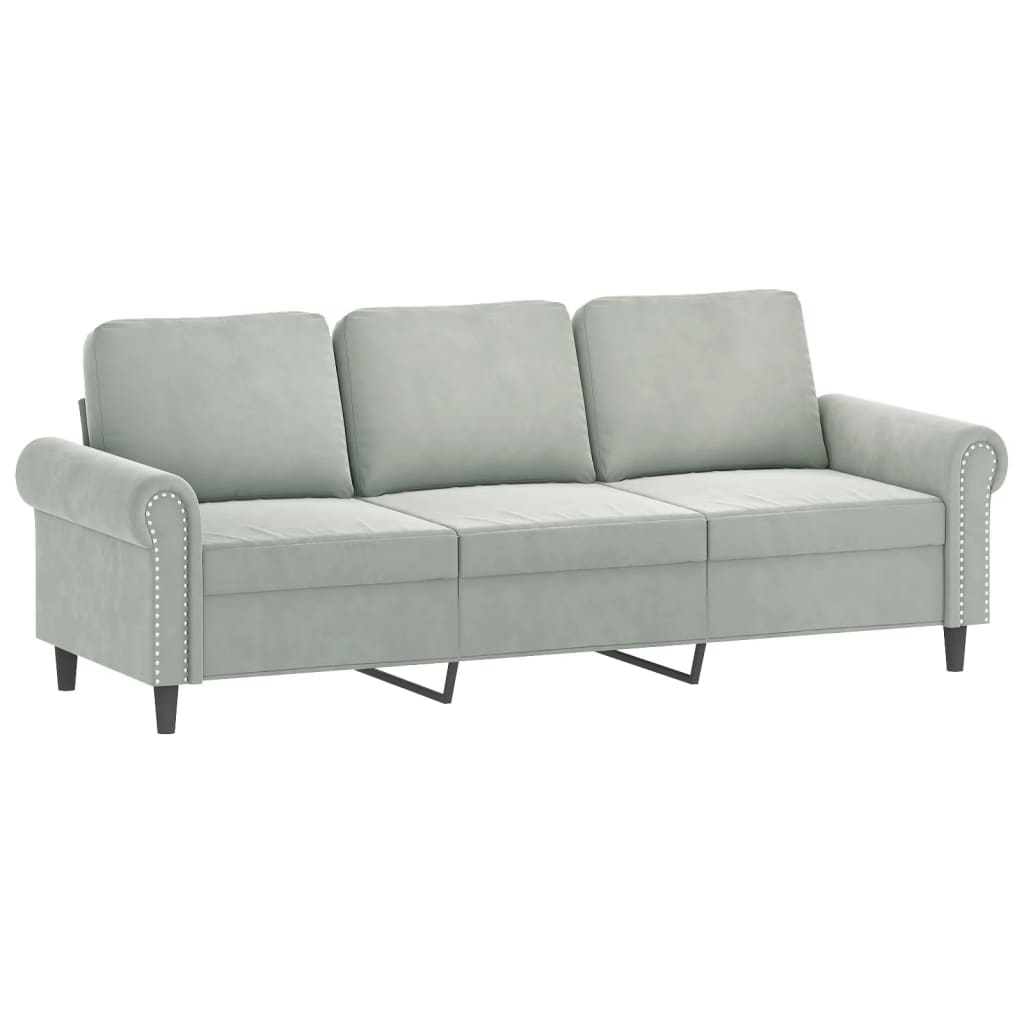 vidaXL Set canapea 2 piese cu perne, gri deschis, catifea
