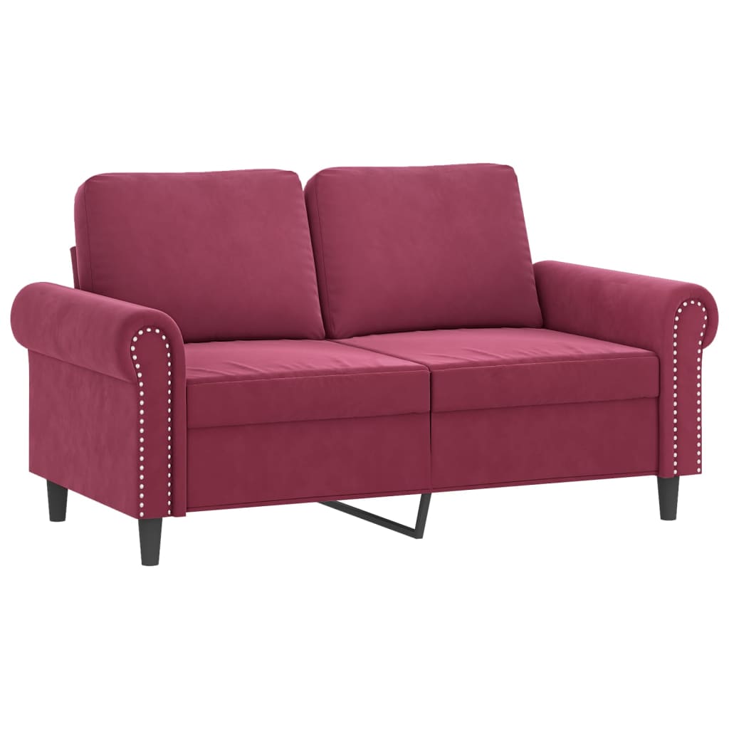 vidaXL Set canapele cu perne, 2 piese, roșu vin, catifea vidaXL Set canapele cu perne, 2 piese, roșu vin, catifea
