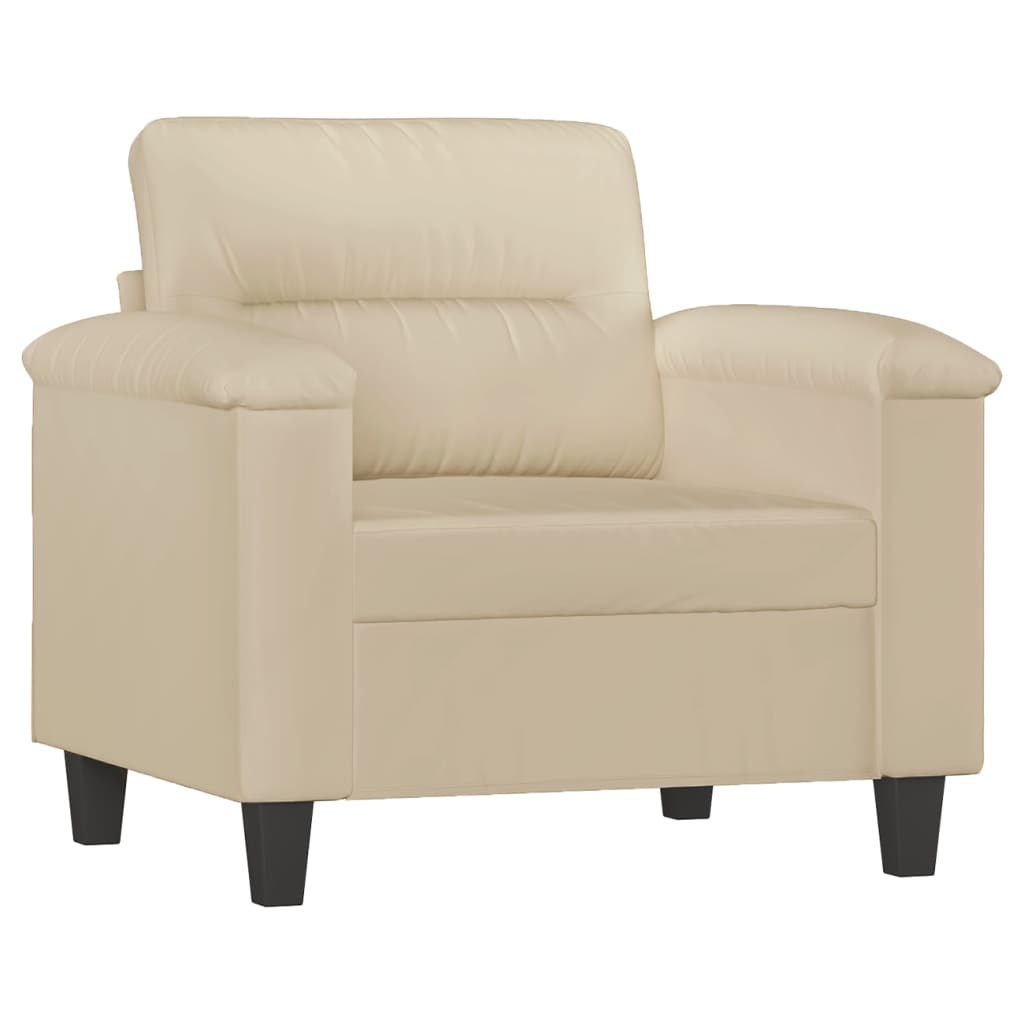 vidaXL Set de canapele cu perne, 4 piese, crem, microfibră