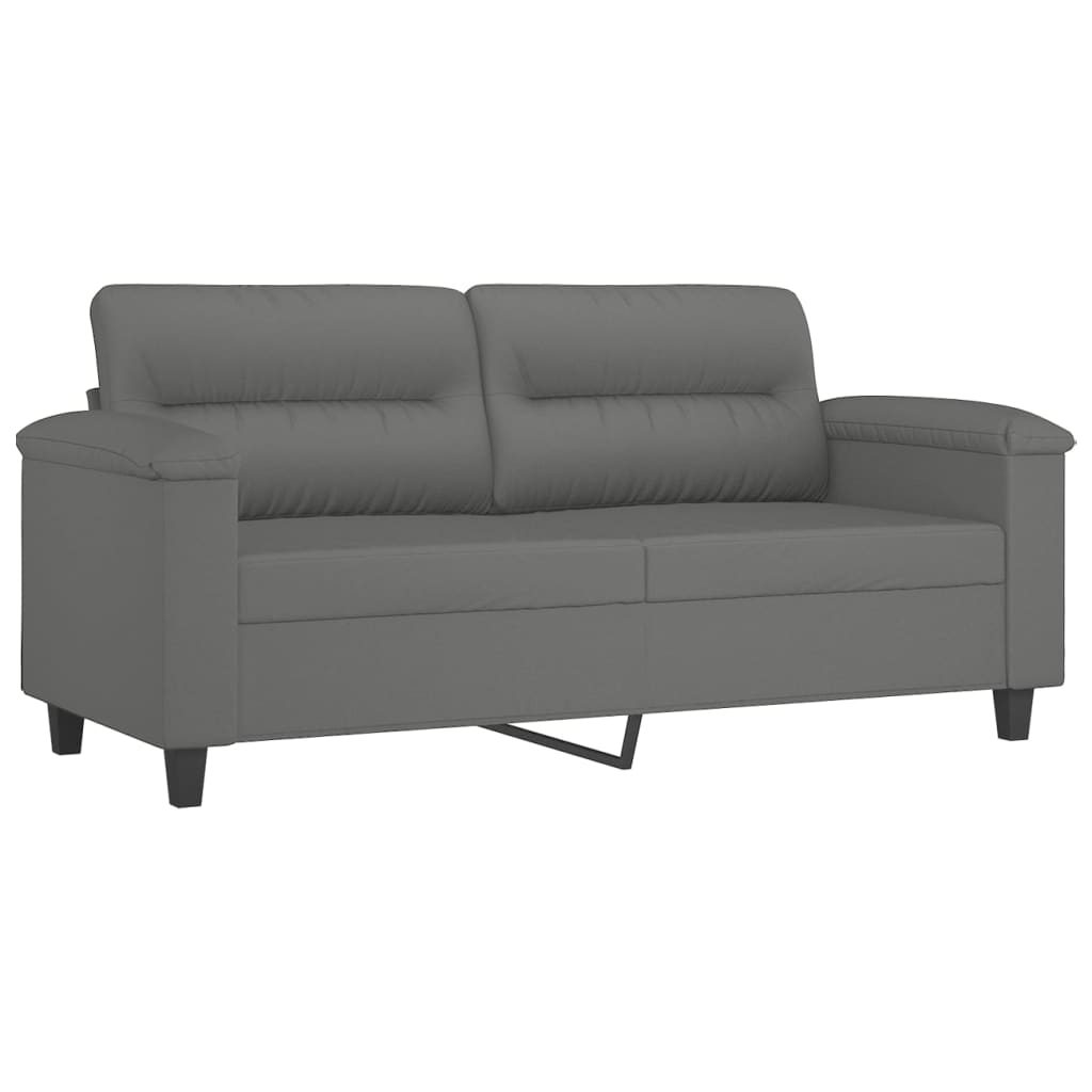 vidaXL Set de canapele cu perne, 2 piese, gri închis, microfibră