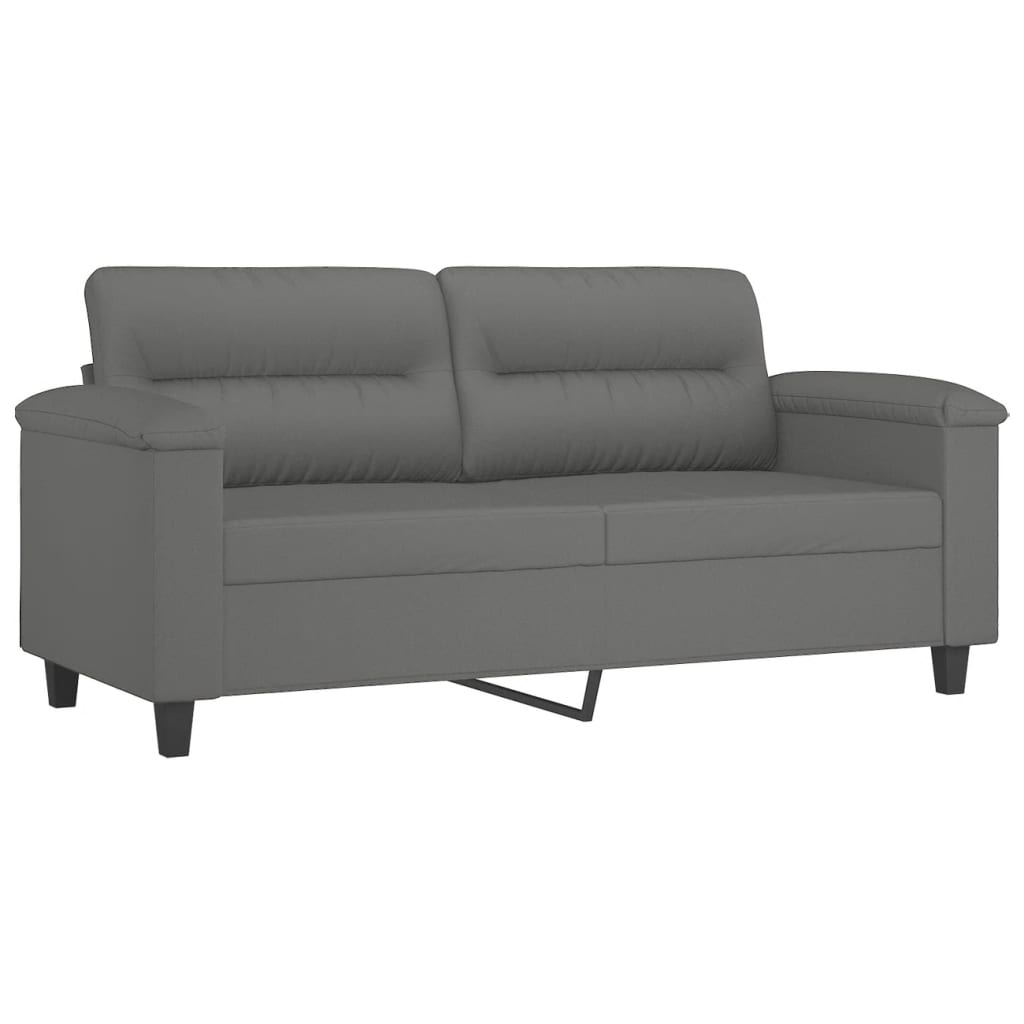 vidaXL Set de canapele cu perne, 2 piese, gri închis, microfibră