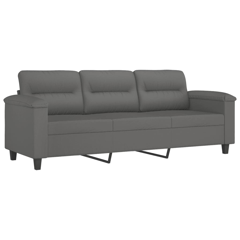 vidaXL Set de canapele cu perne, 2 piese, gri închis, microfibră