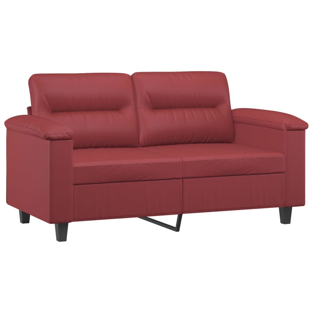 vidaXL Set de canapele cu perne, 2 piese, roșu vin, piele ecologică vidaXL Set de canapele cu perne, 2 piese, roșu vin, piele ecologică
