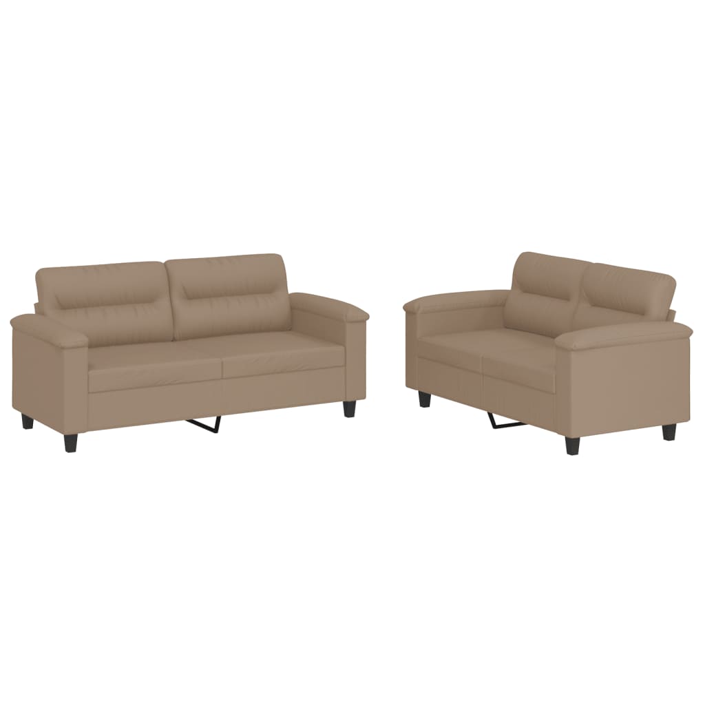 vidaXL Set de canapele cu perne, 2 piese, cappuccino, piele ecologică vidaXL Set de canapele cu perne, 2 piese, cappuccino, piele ecologică