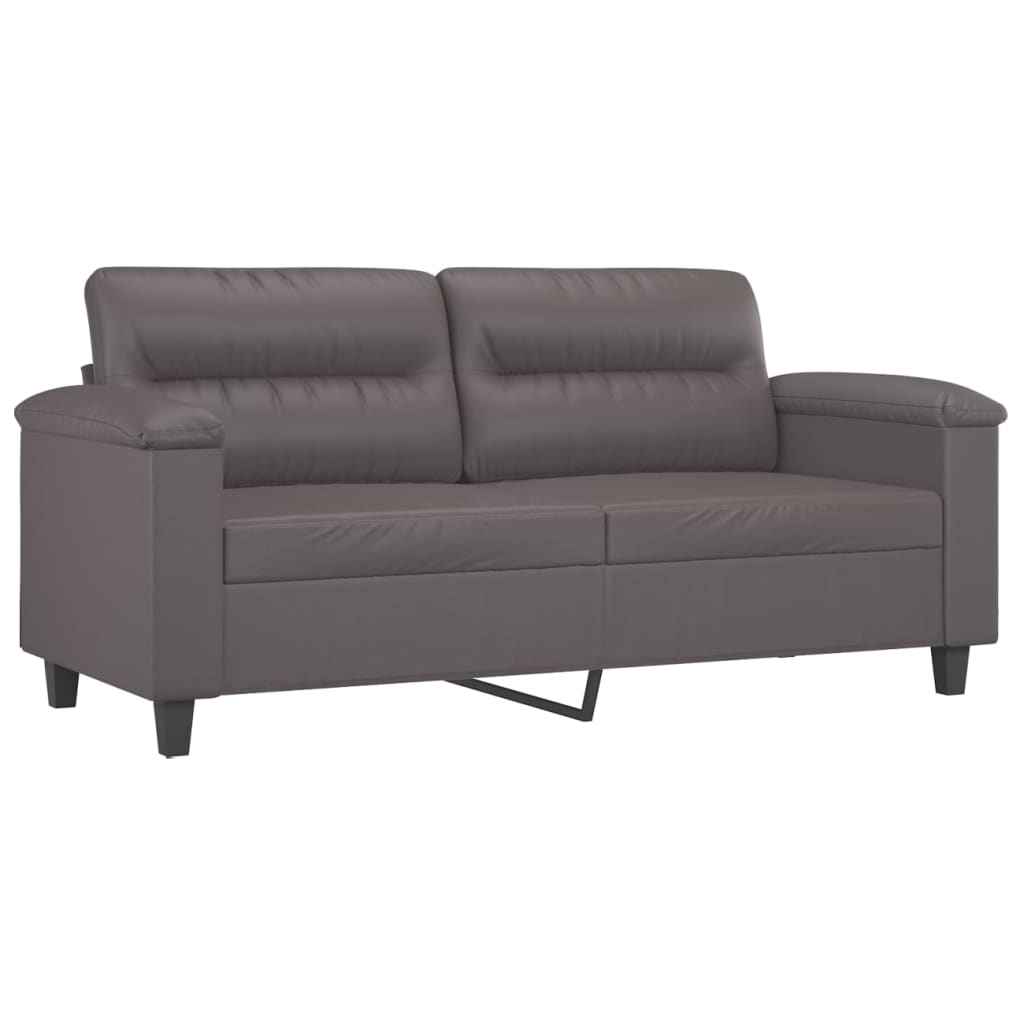 vidaXL Set de canapele cu perne, 3 piese, gri, piele ecologică vidaXL Set de canapele cu perne, 3 piese, gri, piele ecologică