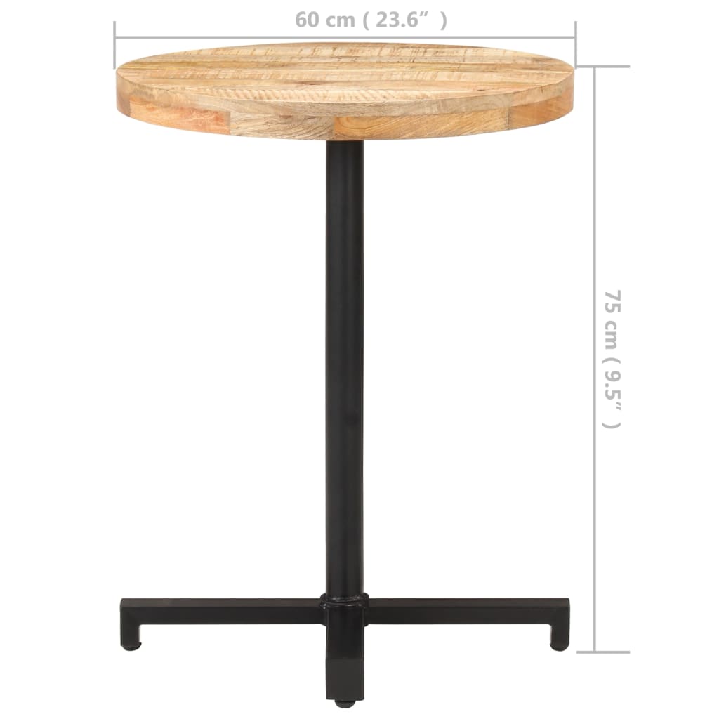 vidaXL Masă de bistro, Ø60x75 cm, lemn de mango nefinisat, rotundă
