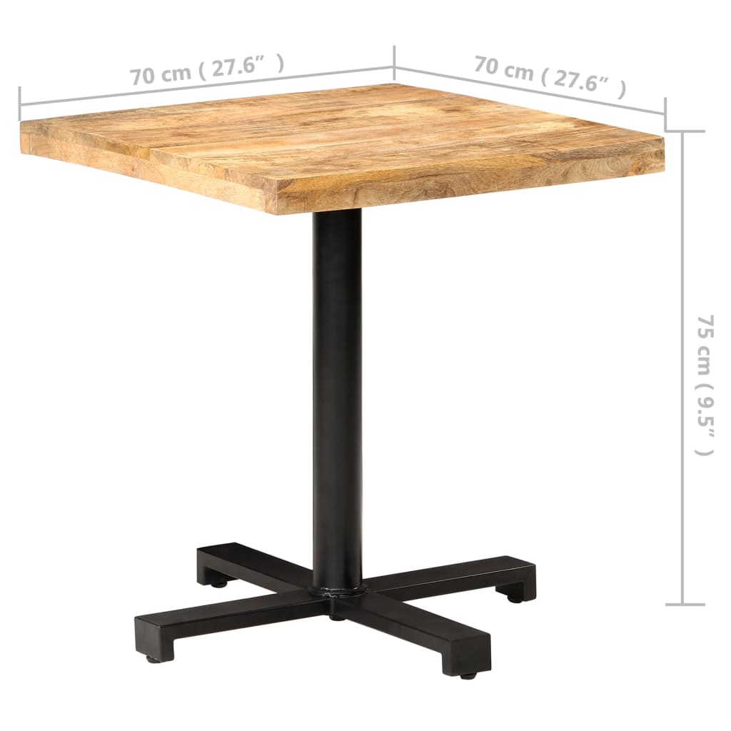 vidaXL Masă bistro pătrată, 70 x 70 x 75 cm, lemn de mango nefinisat vidaXL Masă bistro pătrată, 70 x 70 x 75 cm, lemn de mango nefinisat