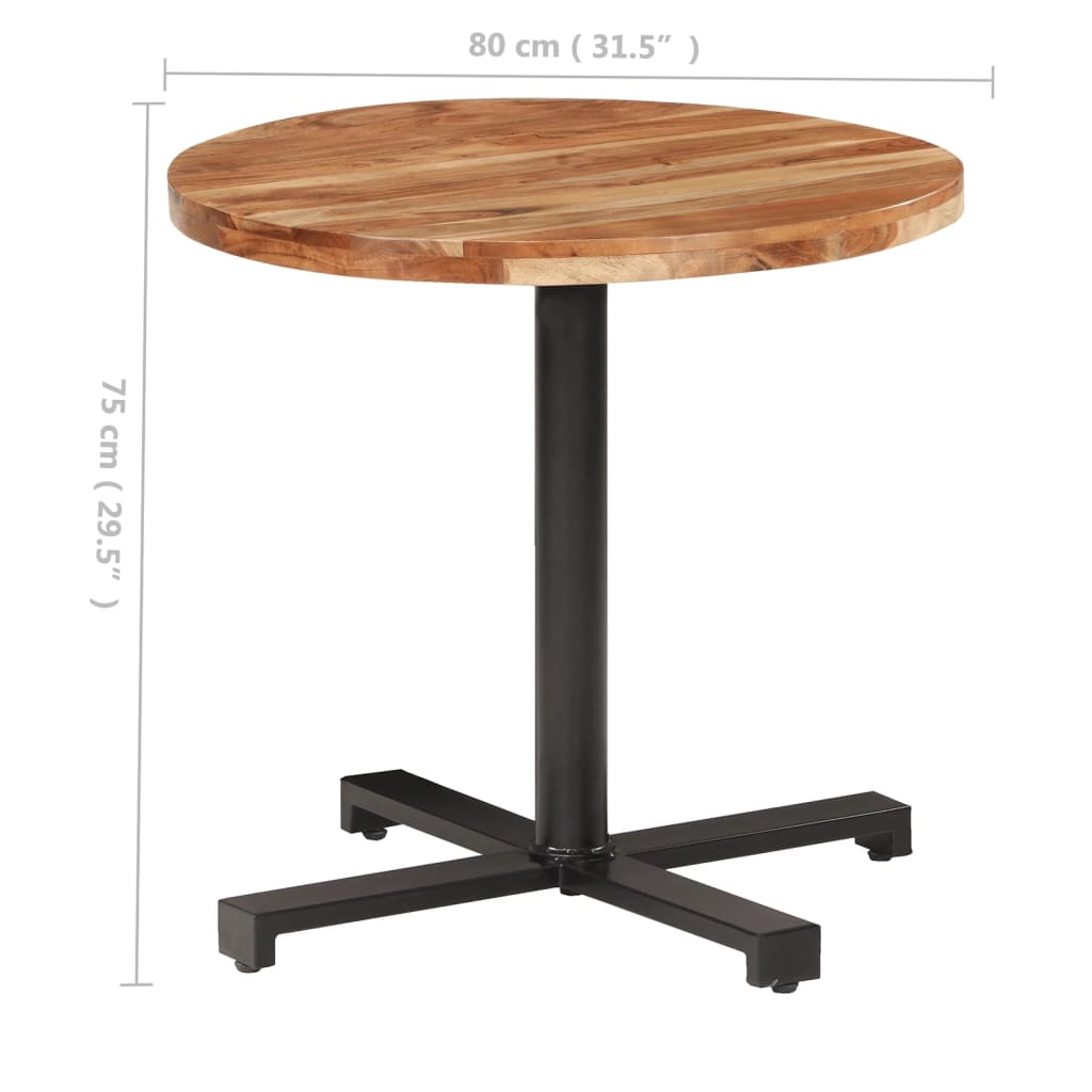 vidaXL Masă de bistro, Ø80x75 cm, rotund, lemn masiv de acacia