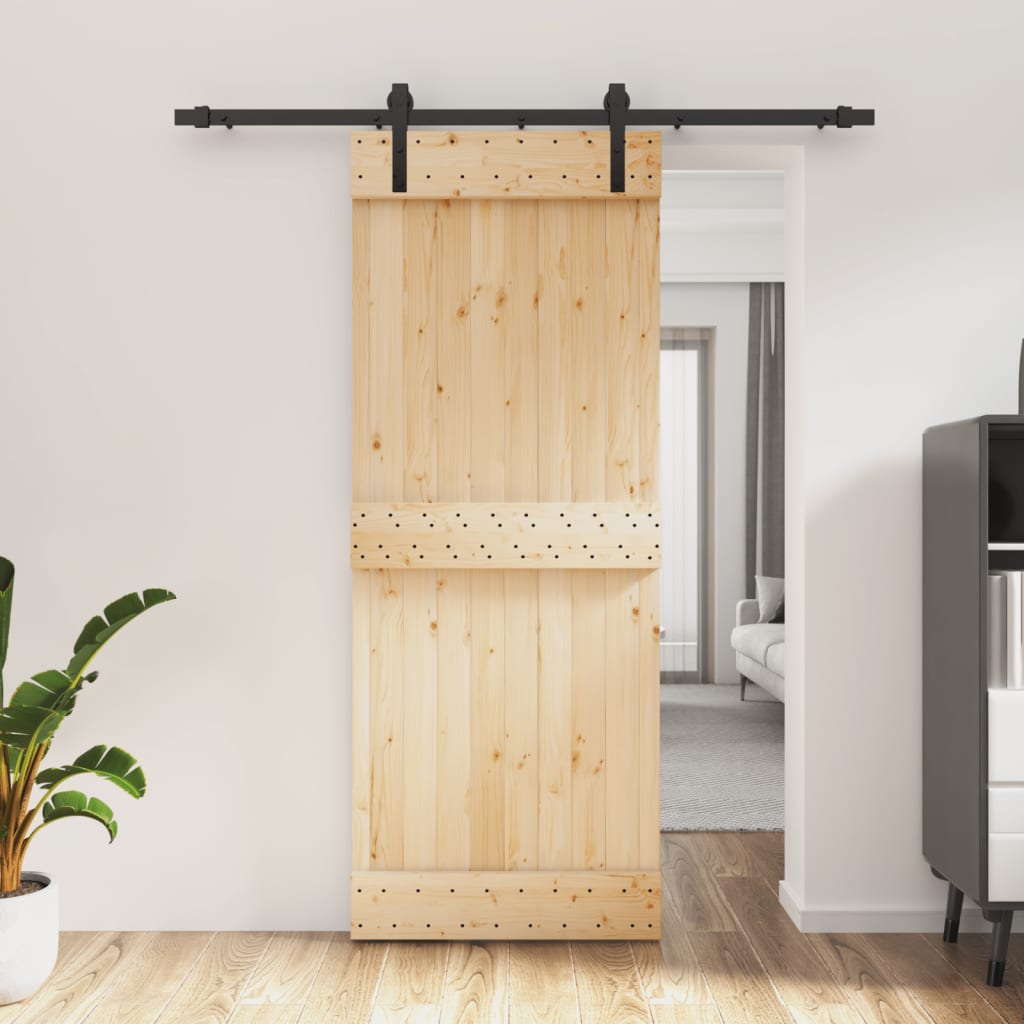 vidaXL Ușă glisantă cu set de feronerie 80x210 cm, lemn masiv de pin vidaXL Ușă glisantă cu set de feronerie 80x210 cm, lemn masiv de pin