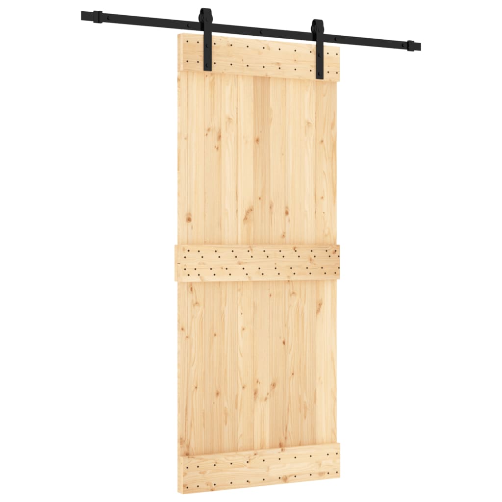 vidaXL Ușă glisantă cu set de feronerie 85x210 cm, lemn masiv de pin vidaXL Ușă glisantă cu set de feronerie 85x210 cm, lemn masiv de pin