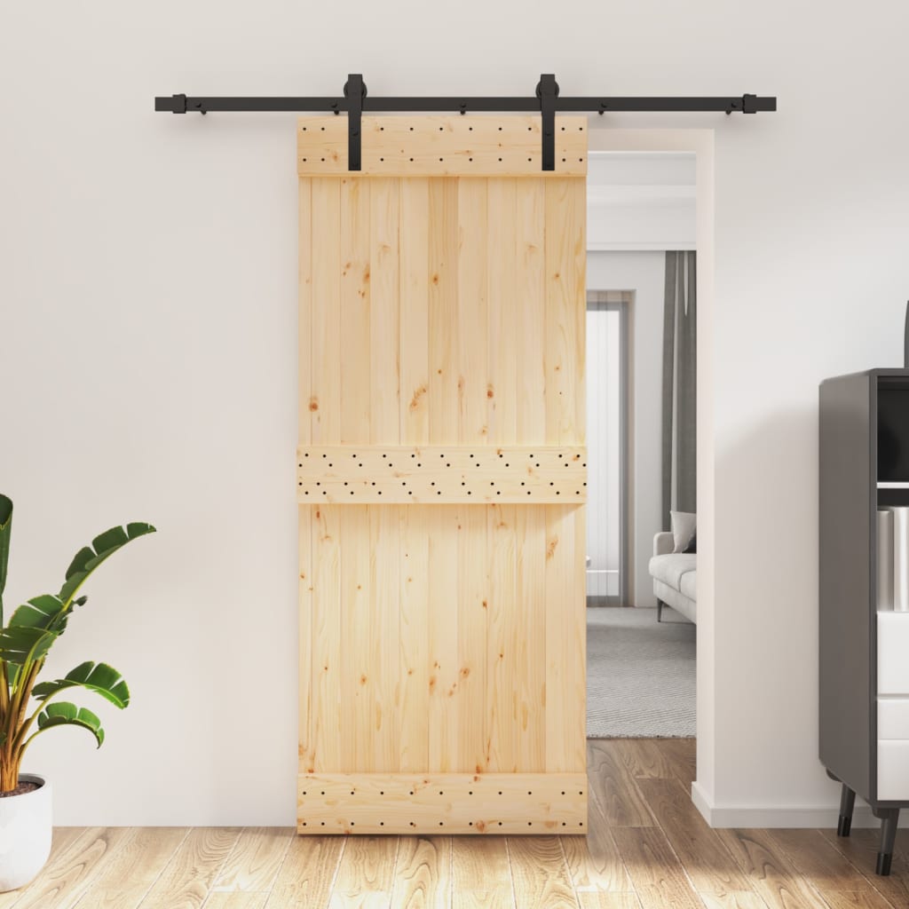 vidaXL Ușă glisantă cu set de feronerie 85x210 cm, lemn masiv de pin vidaXL Ușă glisantă cu set de feronerie 85x210 cm, lemn masiv de pin