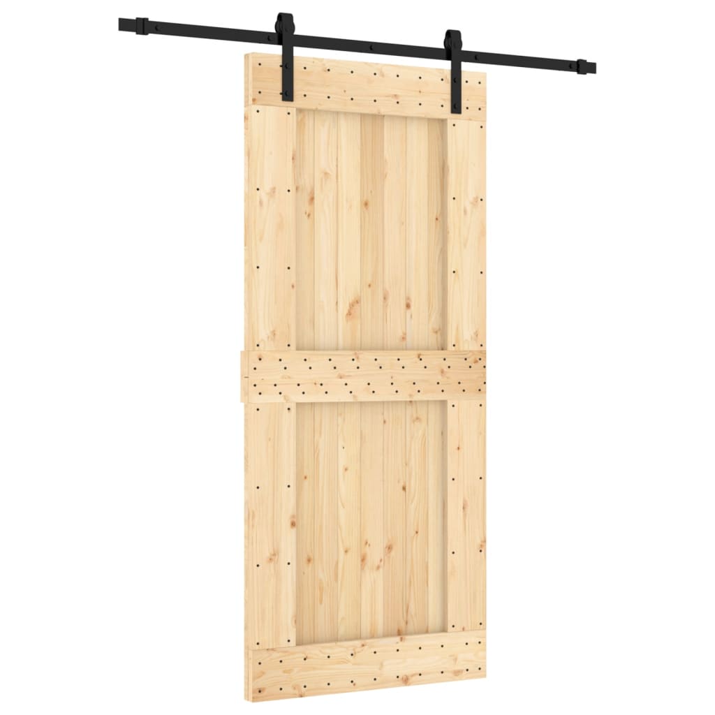 vidaXL Ușă glisantă cu set feronerie, 90x210 cm, lemn masiv de pin vidaXL Ușă glisantă cu set feronerie, 90x210 cm, lemn masiv de pin