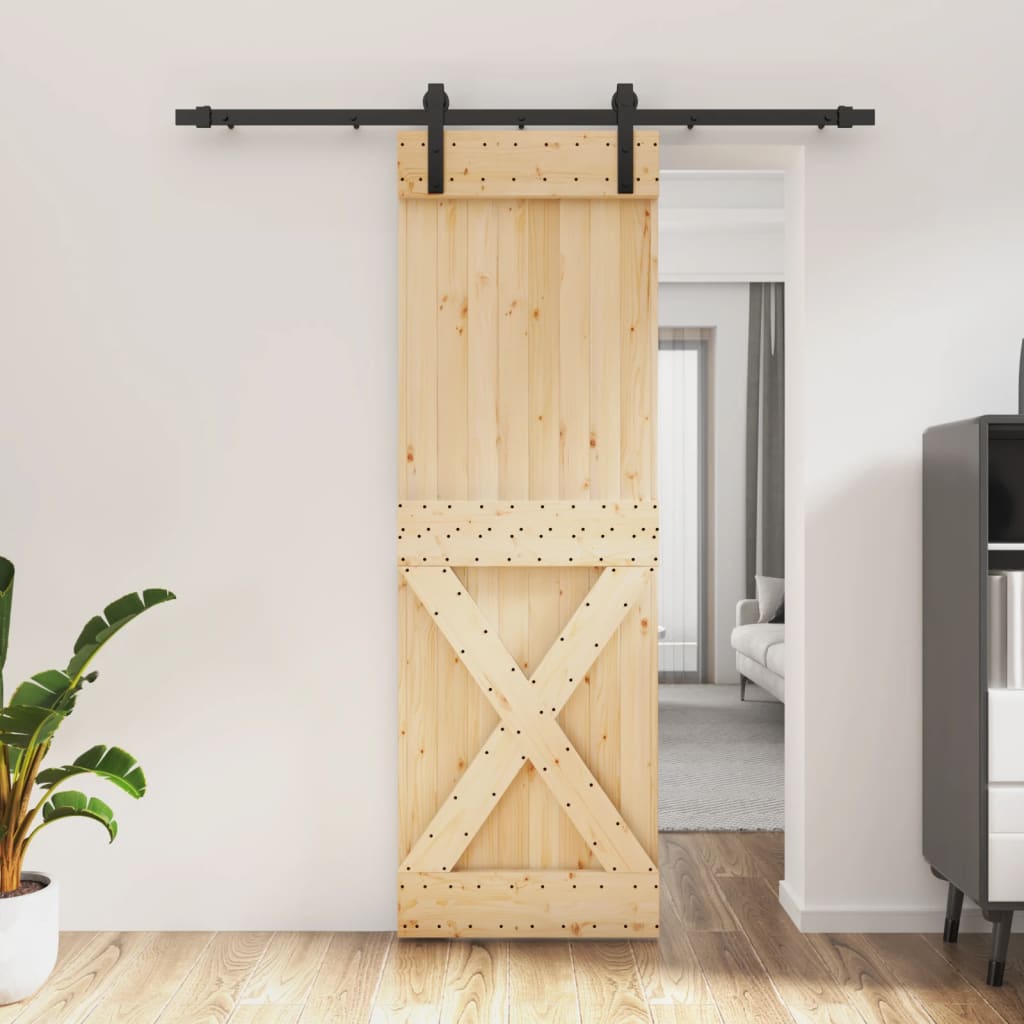 vidaXL Ușă glisantă cu set de feronerie 70x210 cm, lemn masiv de pin vidaXL Ușă glisantă cu set de feronerie 70x210 cm, lemn masiv de pin