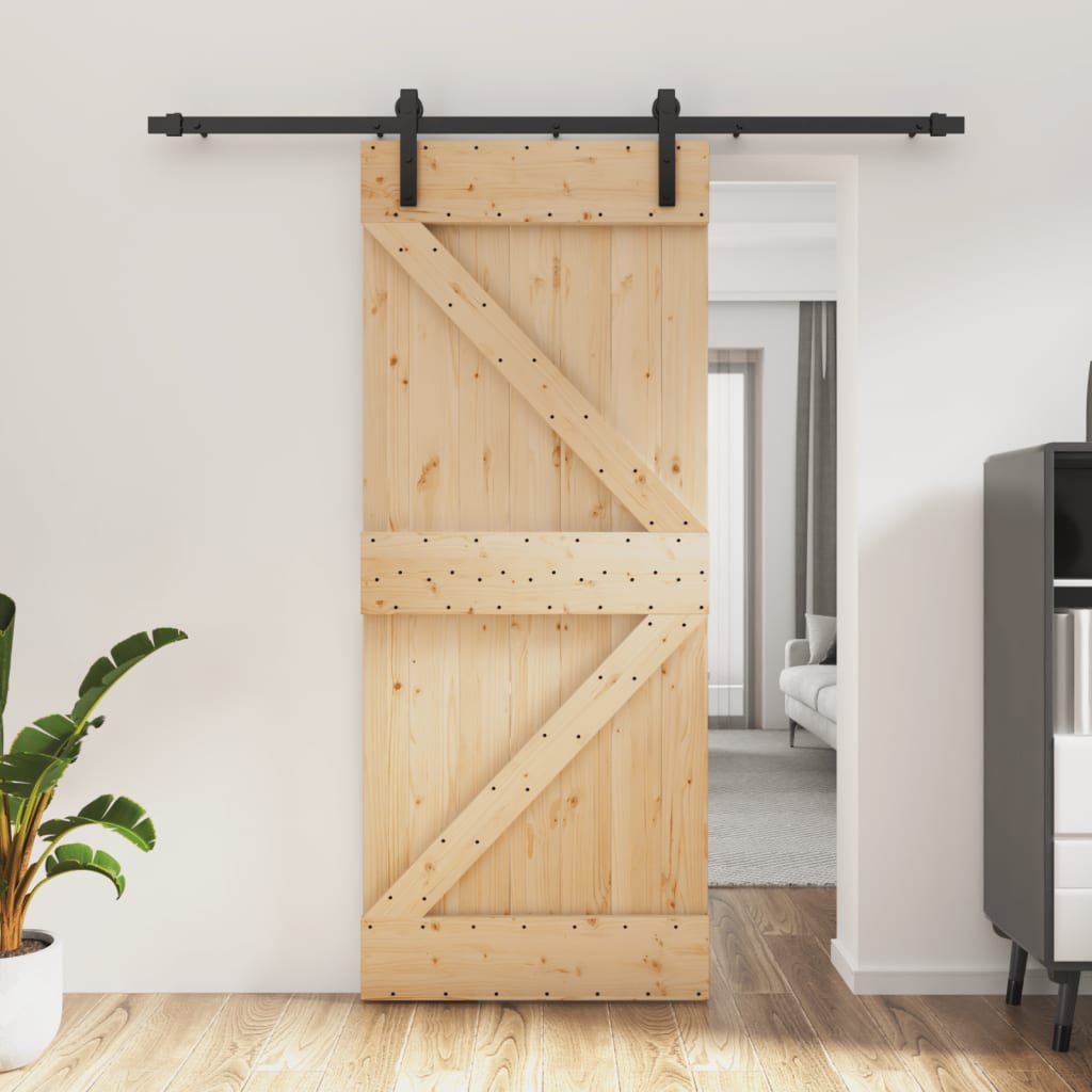 vidaXL Ușă glisantă cu set de feronerie 85x210 cm, lemn masiv de pin vidaXL Ușă glisantă cu set de feronerie 85x210 cm, lemn masiv de pin