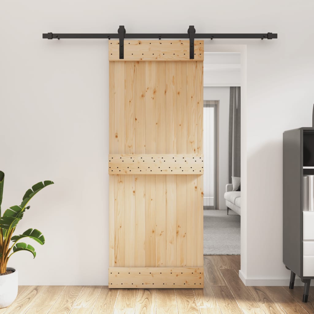 vidaXL Ușă glisantă cu set de feronerie 80x210 cm, lemn masiv de pin vidaXL Ușă glisantă cu set de feronerie 80x210 cm, lemn masiv de pin
