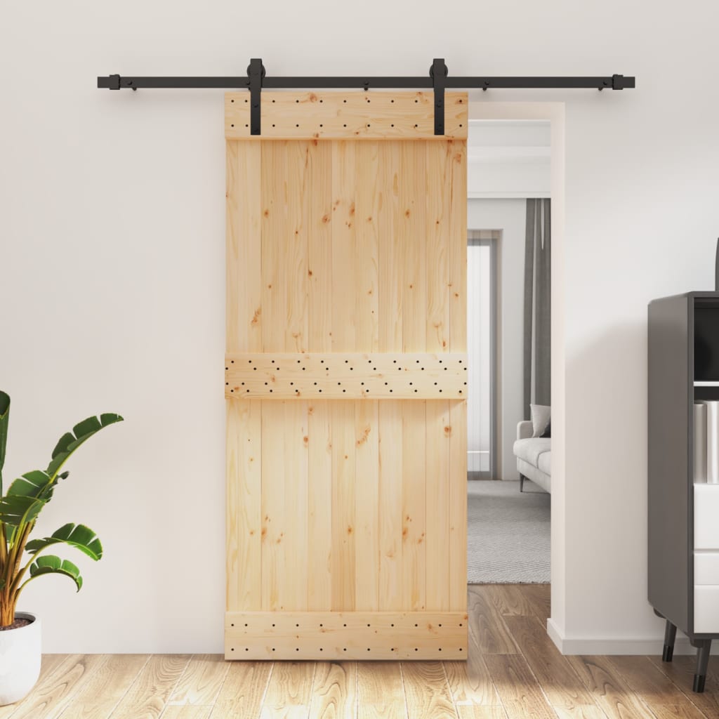 vidaXL Ușă glisantă cu set feronerie, 90x210 cm, lemn masiv de pin vidaXL Ușă glisantă cu set feronerie, 90x210 cm, lemn masiv de pin