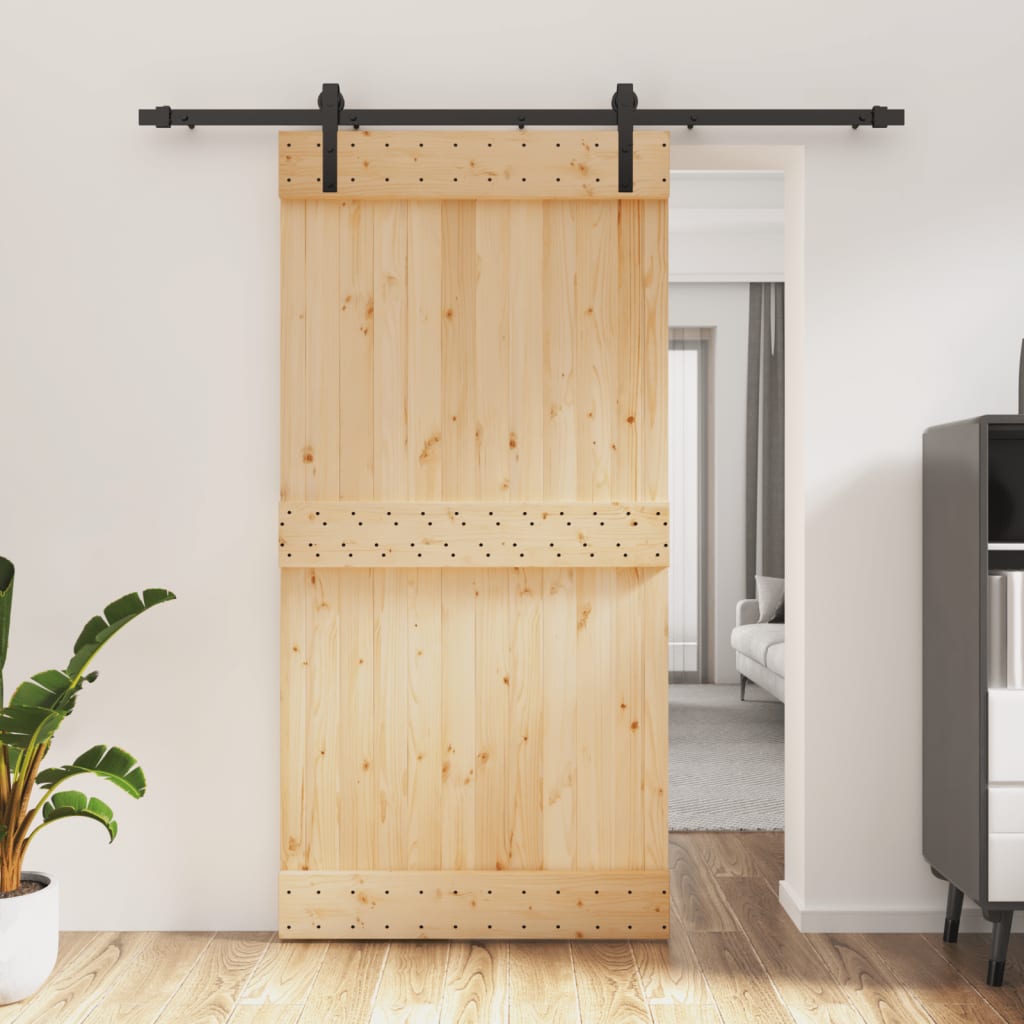 vidaXL Ușă glisantă cu set feronerie, 100x210 cm, lemn masiv de pin vidaXL Ușă glisantă cu set feronerie, 100x210 cm, lemn masiv de pin