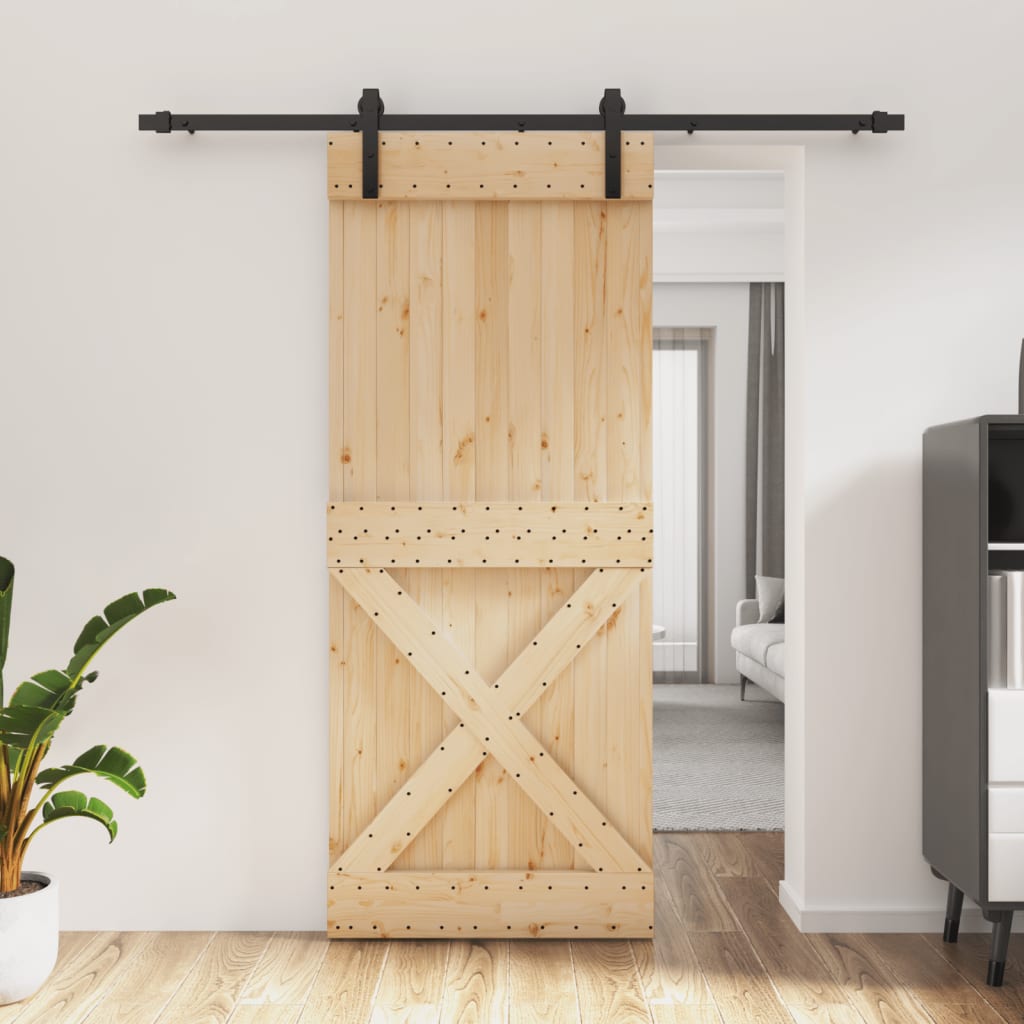 vidaXL Ușă glisantă cu set de feronerie 85x210 cm, lemn masiv de pin vidaXL Ușă glisantă cu set de feronerie 85x210 cm, lemn masiv de pin