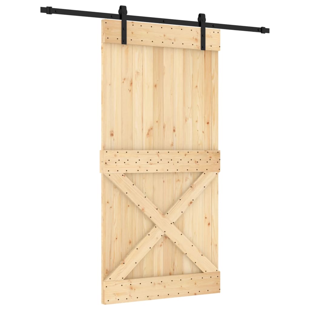 vidaXL Ușă glisantă cu set feronerie, 100x210 cm, lemn masiv de pin vidaXL Ușă glisantă cu set feronerie, 100x210 cm, lemn masiv de pin