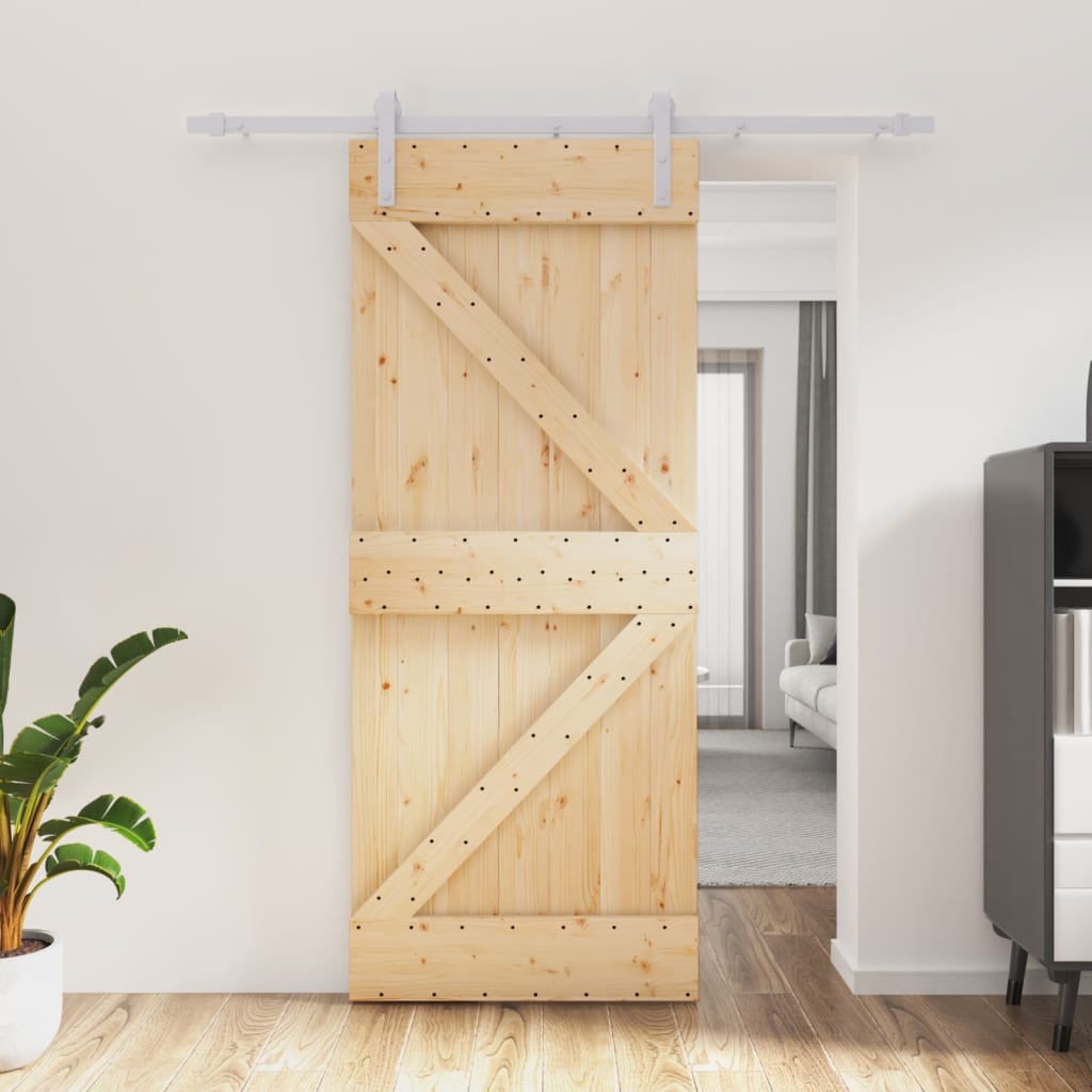 vidaXL Ușă glisantă cu set de feronerie 85x210 cm, lemn masiv de pin vidaXL Ușă glisantă cu set de feronerie 85x210 cm, lemn masiv de pin