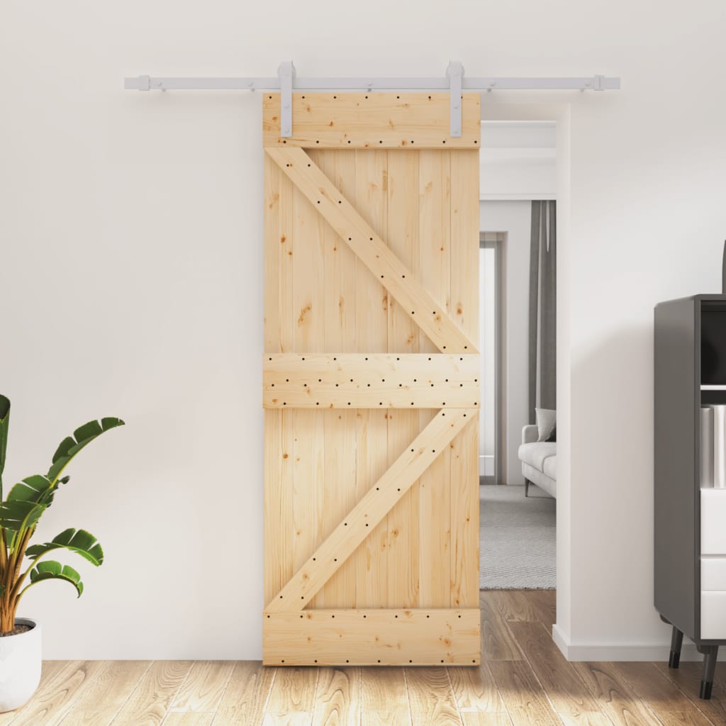 vidaXL Ușă glisantă cu set de feronerie 80x210 cm, lemn masiv de pin vidaXL Ușă glisantă cu set de feronerie 80x210 cm, lemn masiv de pin