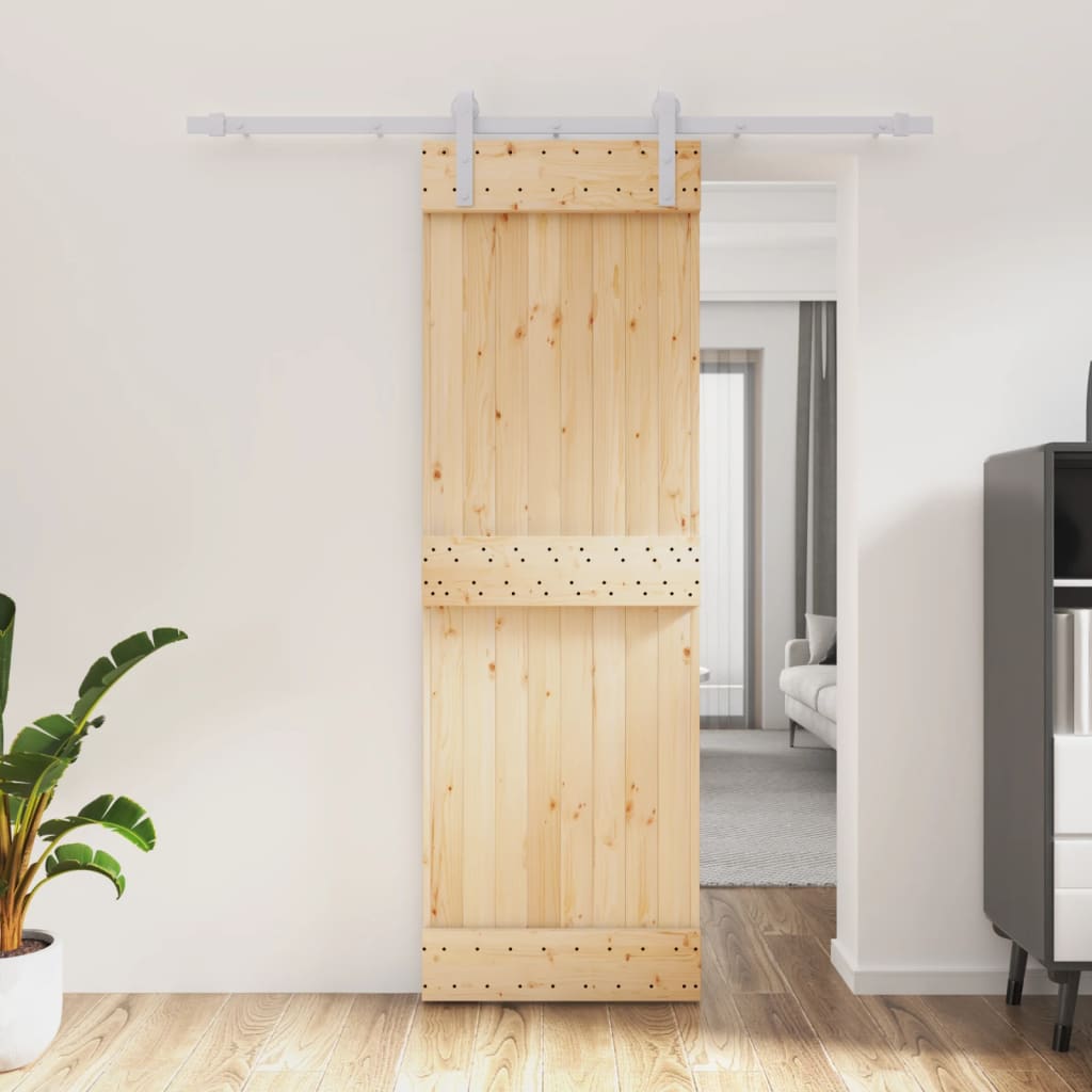 vidaXL Ușă glisantă cu set de feronerie 70x210 cm, lemn masiv de pin vidaXL Ușă glisantă cu set de feronerie 70x210 cm, lemn masiv de pin