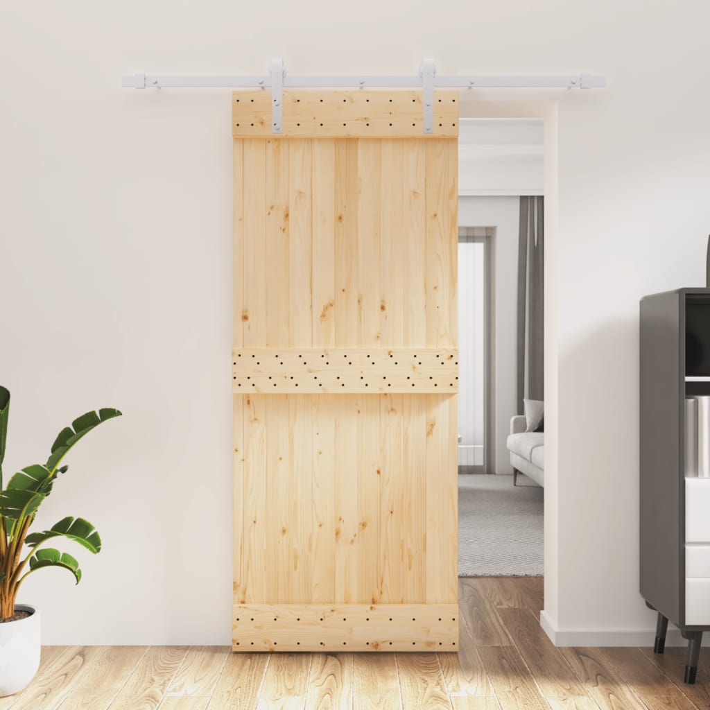 vidaXL Ușă glisantă cu set de feronerie 85x210 cm, lemn masiv de pin vidaXL Ușă glisantă cu set de feronerie 85x210 cm, lemn masiv de pin