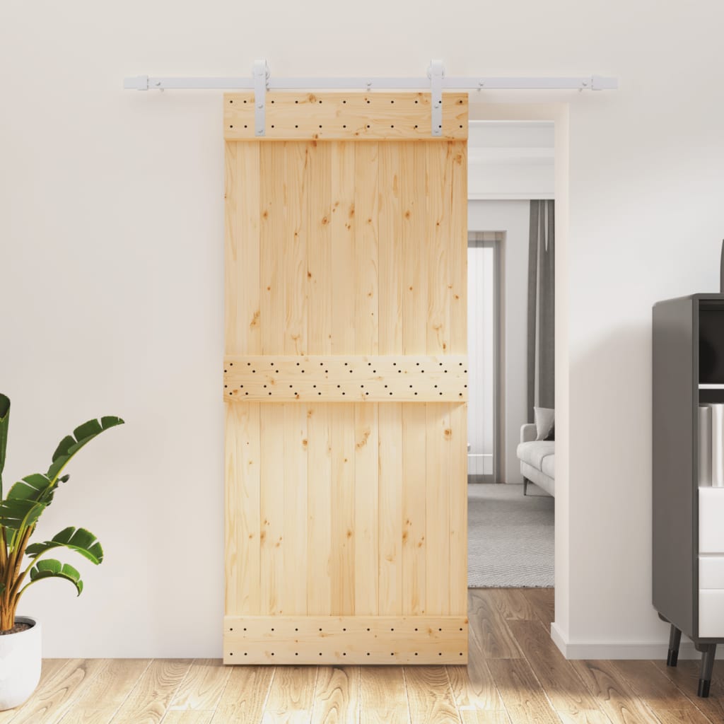 vidaXL Ușă glisantă cu set feronerie, 90x210 cm, lemn masiv de pin vidaXL Ușă glisantă cu set feronerie, 90x210 cm, lemn masiv de pin