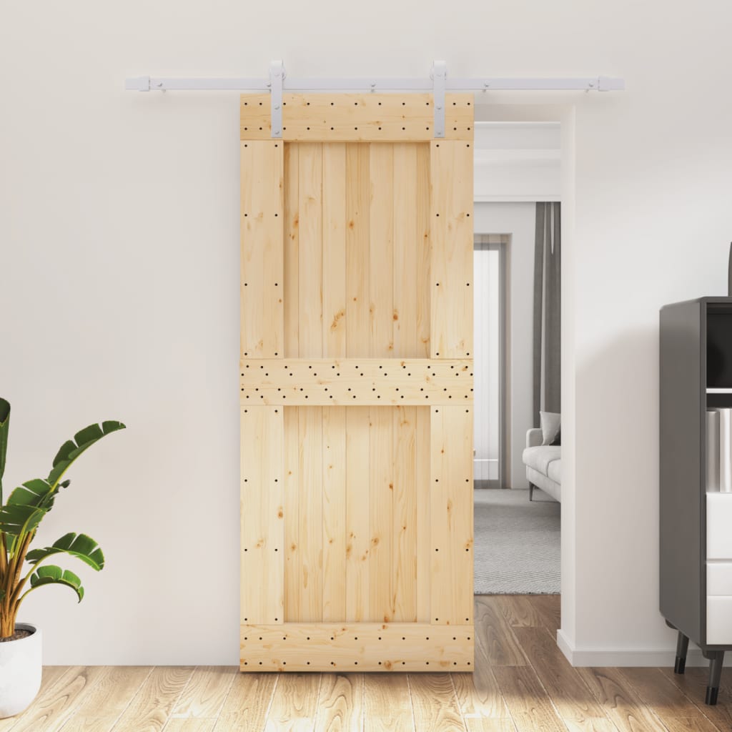vidaXL Ușă glisantă cu set de feronerie 85x210 cm, lemn masiv de pin vidaXL Ușă glisantă cu set de feronerie 85x210 cm, lemn masiv de pin