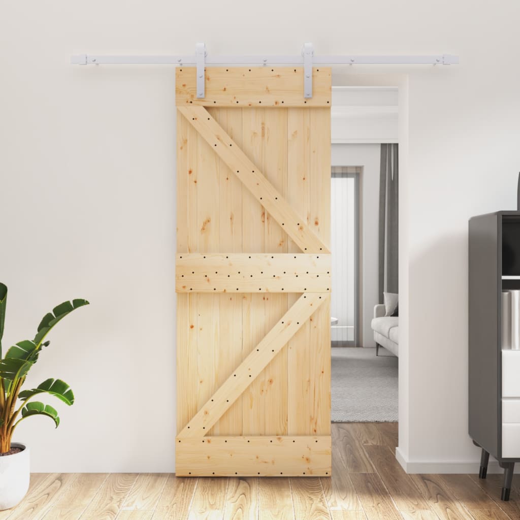 vidaXL Ușă glisantă cu set de feronerie 80x210 cm, lemn masiv de pin vidaXL Ușă glisantă cu set de feronerie 80x210 cm, lemn masiv de pin