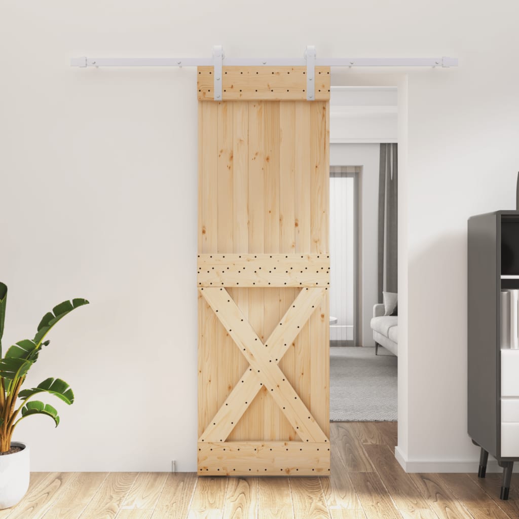 vidaXL Ușă glisantă cu set de feronerie 70x210 cm, lemn masiv de pin vidaXL Ușă glisantă cu set de feronerie 70x210 cm, lemn masiv de pin