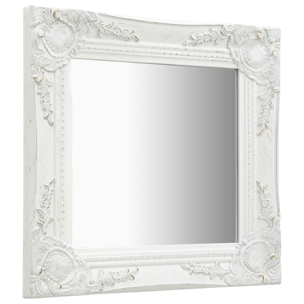 vidaXL Oglindă de perete în stil baroc, alb, 40 x 40 cm vidaXL Oglindă de perete în stil baroc, alb, 40 x 40 cm