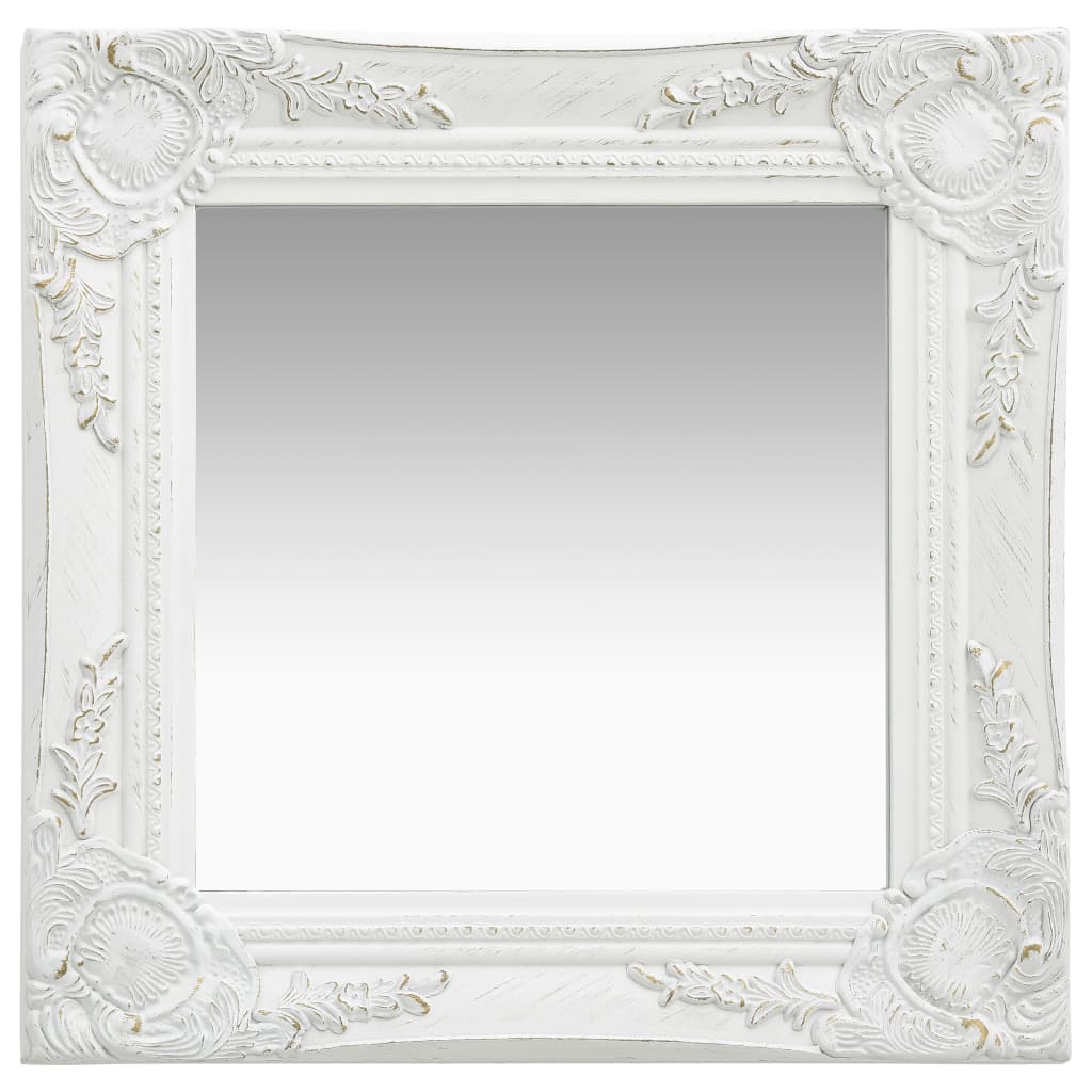 vidaXL Oglindă de perete în stil baroc, alb, 40 x 40 cm vidaXL Oglindă de perete în stil baroc, alb, 40 x 40 cm