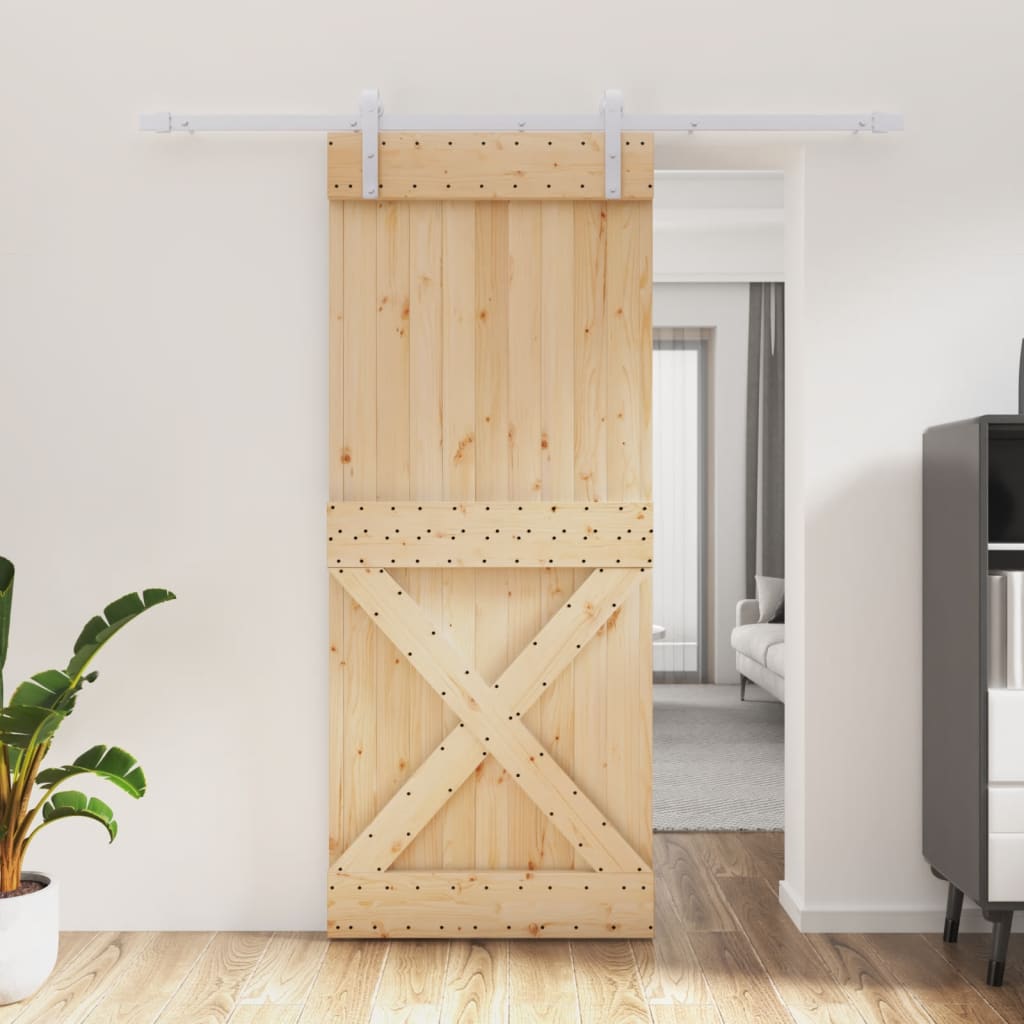 vidaXL Ușă glisantă cu set de feronerie 85x210 cm, lemn masiv de pin vidaXL Ușă glisantă cu set de feronerie 85x210 cm, lemn masiv de pin
