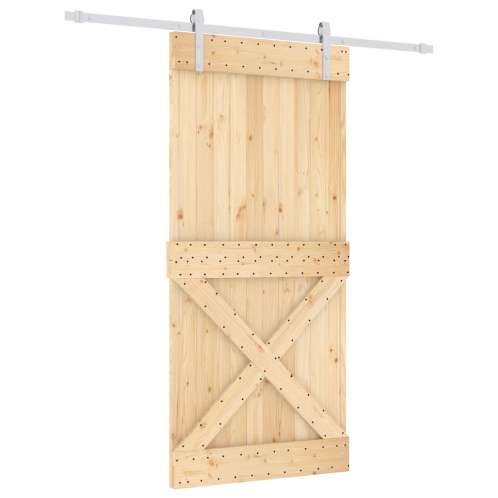 vidaXL Ușă glisantă cu set de feronerie 95x210 cm, lemn masiv de pin vidaXL Ușă glisantă cu set de feronerie 95x210 cm, lemn masiv de pin