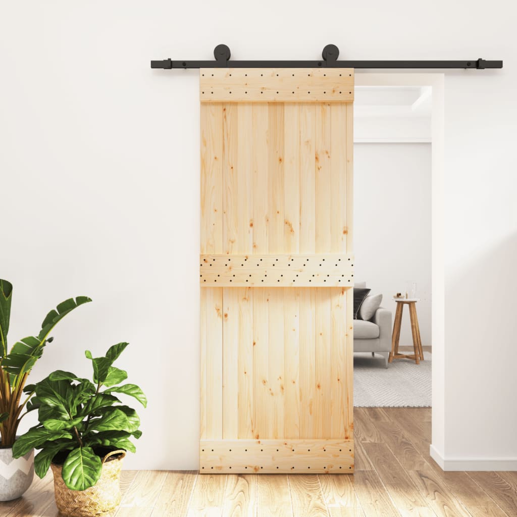 vidaXL Ușă glisantă cu set de feronerie 80x210 cm, lemn masiv de pin vidaXL Ușă glisantă cu set de feronerie 80x210 cm, lemn masiv de pin