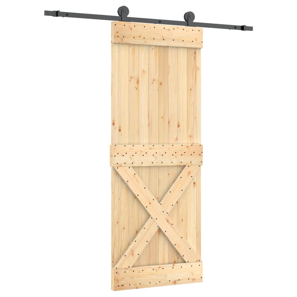vidaXL Ușă glisantă cu set de feronerie 80x210 cm, lemn masiv de pin vidaXL Ușă glisantă cu set de feronerie 80x210 cm, lemn masiv de pin