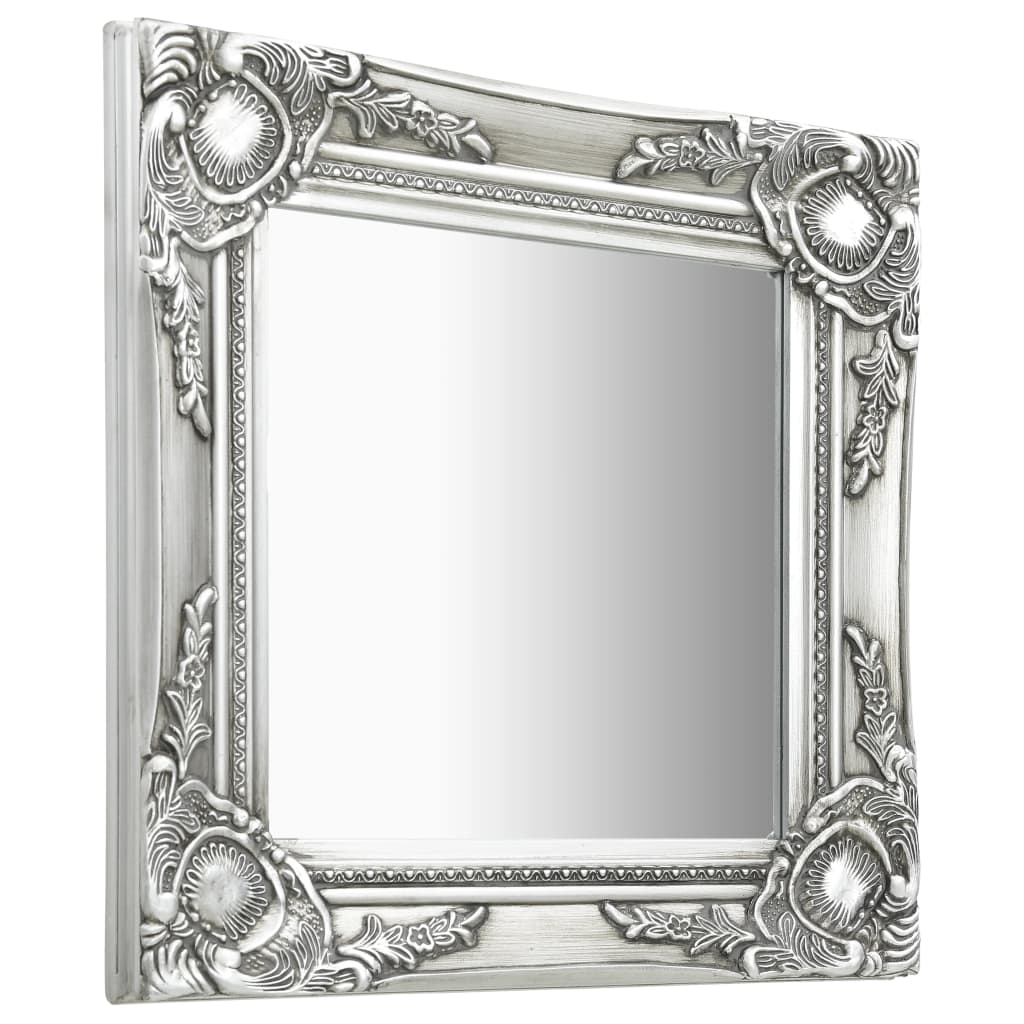 vidaXL Oglindă de perete în stil baroc, argintiu, 40 x 40 cm vidaXL Oglindă de perete în stil baroc, argintiu, 40 x 40 cm