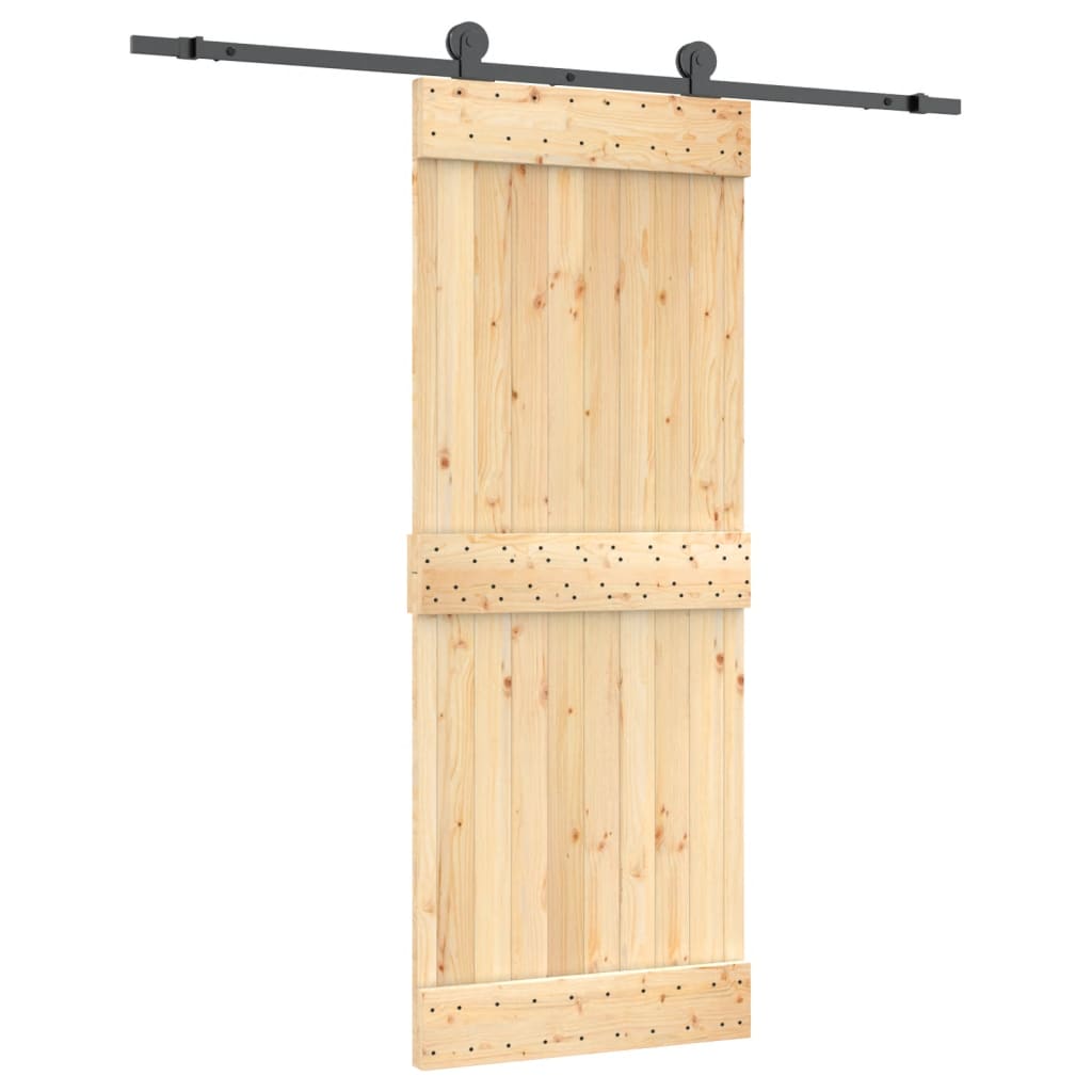 vidaXL Ușă glisantă cu set de feronerie 80x210 cm, lemn masiv de pin vidaXL Ușă glisantă cu set de feronerie 80x210 cm, lemn masiv de pin