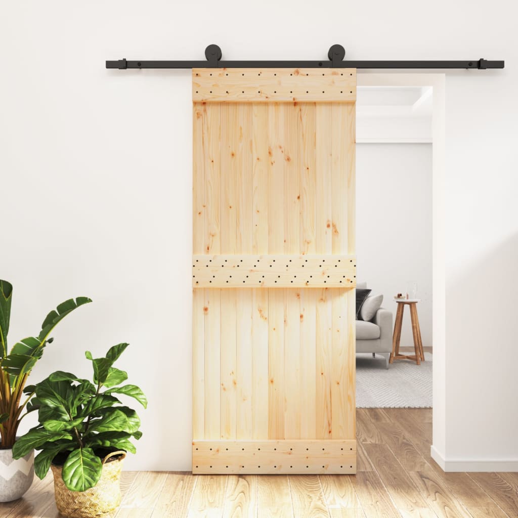 vidaXL Ușă glisantă cu set de feronerie 85x210 cm, lemn masiv de pin vidaXL Ușă glisantă cu set de feronerie 85x210 cm, lemn masiv de pin
