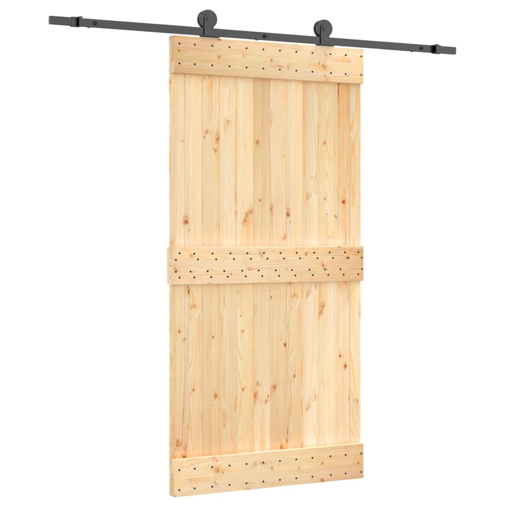 vidaXL Ușă glisantă cu set feronerie, 100x210 cm, lemn masiv de pin vidaXL Ușă glisantă cu set feronerie, 100x210 cm, lemn masiv de pin
