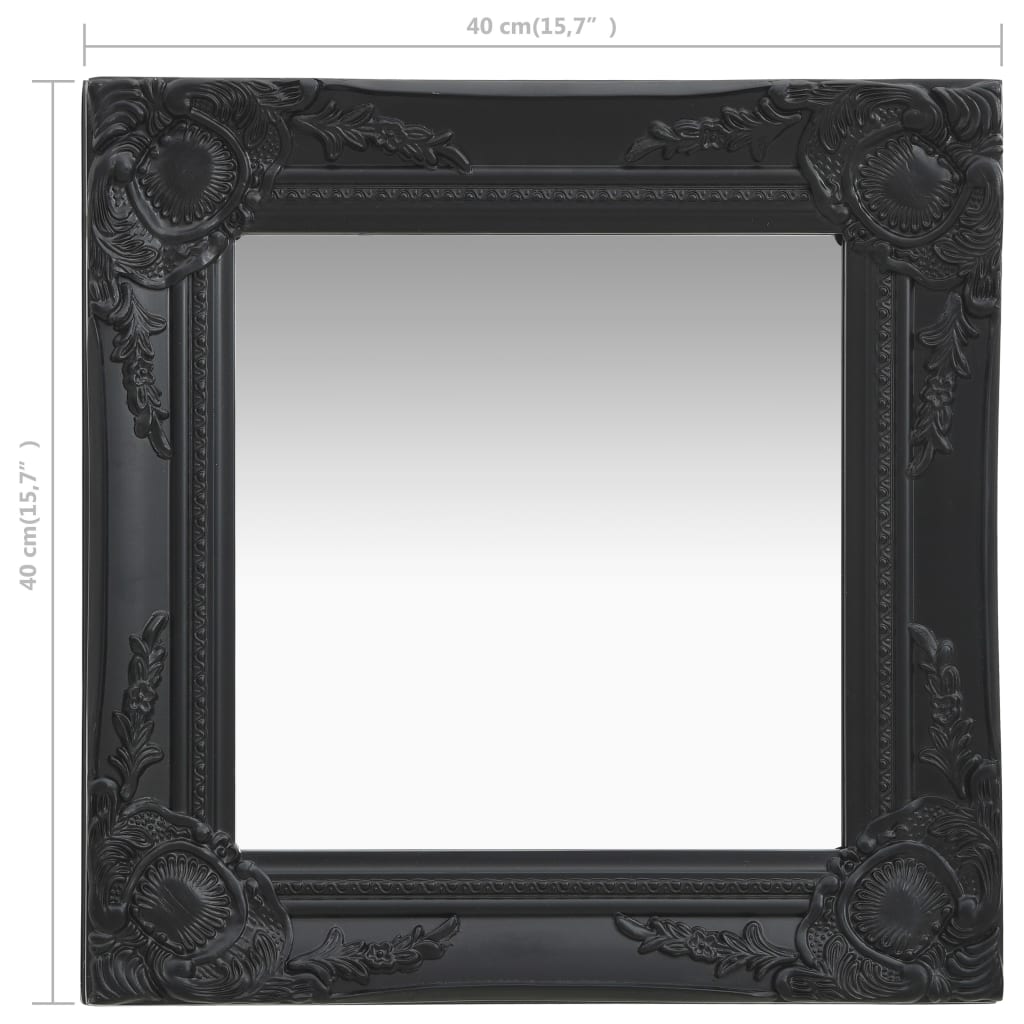 vidaXL Oglindă de perete în stil baroc, negru, 40 x 40 cm vidaXL Oglindă de perete în stil baroc, negru, 40 x 40 cm