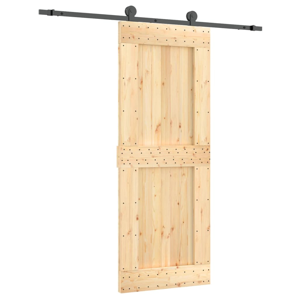 vidaXL Ușă glisantă cu set de feronerie 80x210 cm, lemn masiv de pin vidaXL Ușă glisantă cu set de feronerie 80x210 cm, lemn masiv de pin