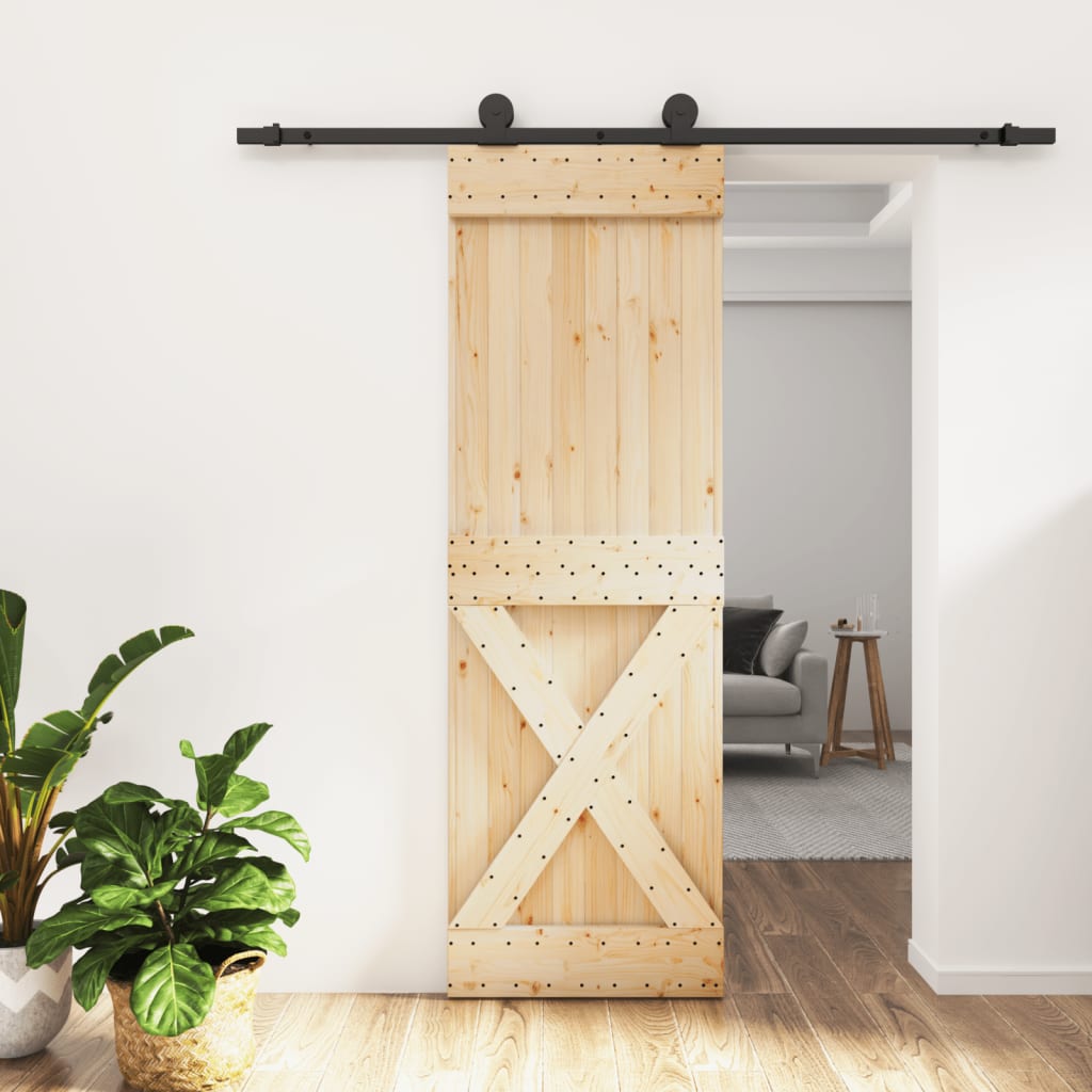vidaXL Ușă glisantă cu set de feronerie 70x210 cm, lemn masiv de pin vidaXL Ușă glisantă cu set de feronerie 70x210 cm, lemn masiv de pin