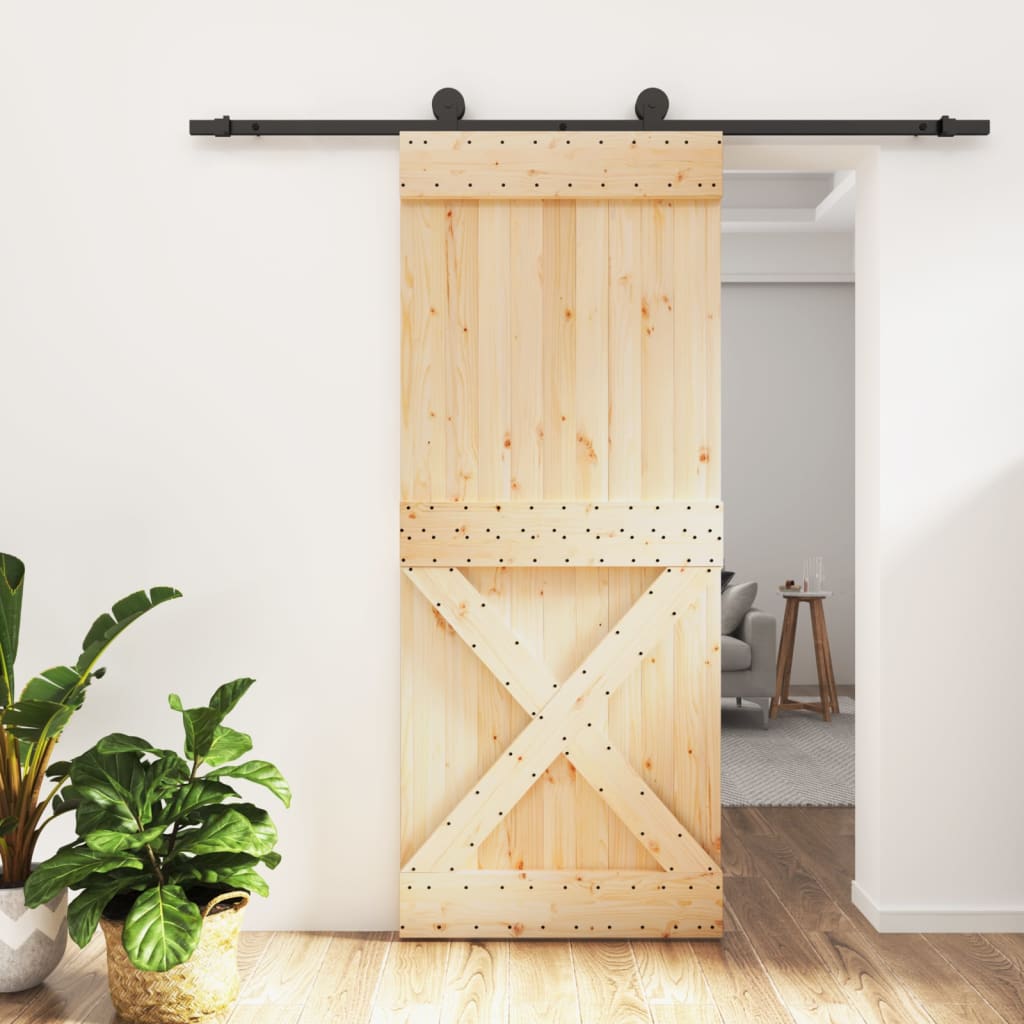 vidaXL Ușă glisantă cu set de feronerie 85x210 cm, lemn masiv de pin vidaXL Ușă glisantă cu set de feronerie 85x210 cm, lemn masiv de pin
