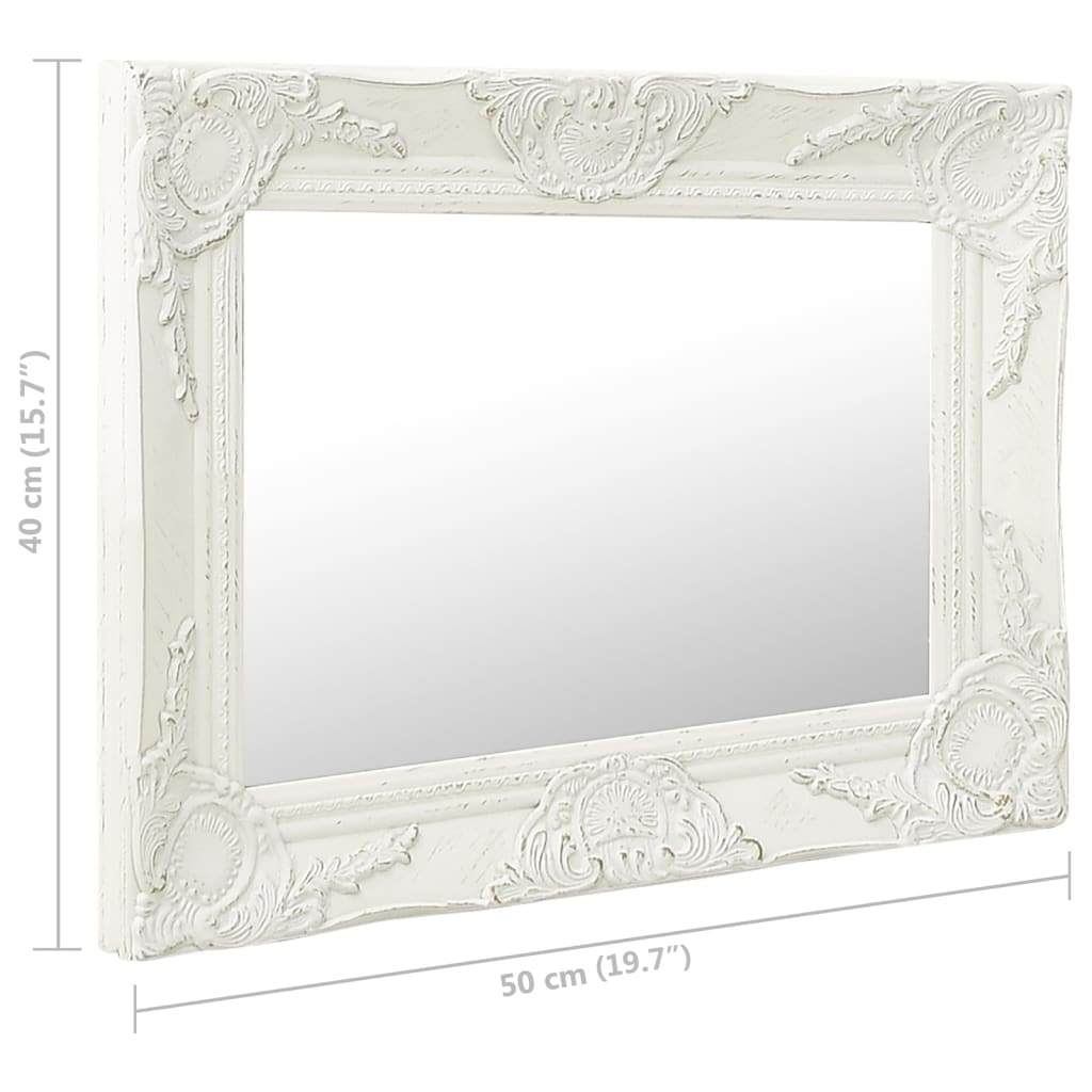 vidaXL Oglindă de perete în stil baroc, alb, 50 x 40 cm