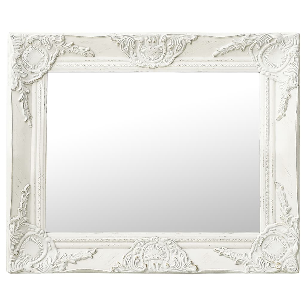 vidaXL Oglindă de perete în stil baroc, alb, 50 x 40 cm