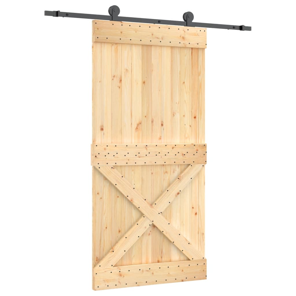 vidaXL Ușă glisantă cu set feronerie, 100x210 cm, lemn masiv de pin vidaXL Ușă glisantă cu set feronerie, 100x210 cm, lemn masiv de pin