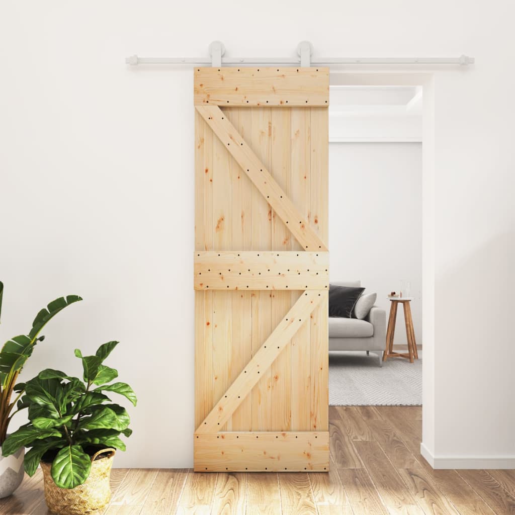 vidaXL Ușă glisantă cu set de feronerie 70x210 cm, lemn masiv de pin vidaXL Ușă glisantă cu set de feronerie 70x210 cm, lemn masiv de pin